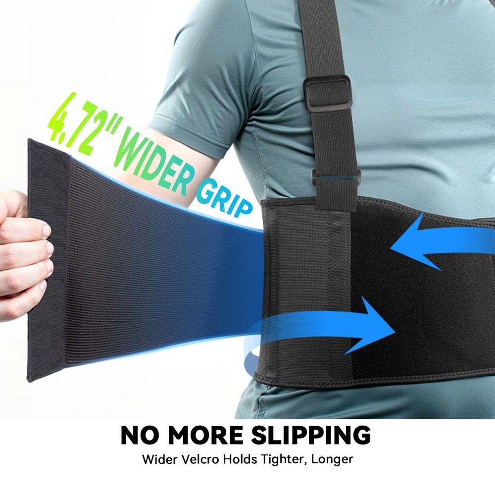 Plus Size Work Back Brace for Men & Women, Adjustable Lower Back Support Belt...