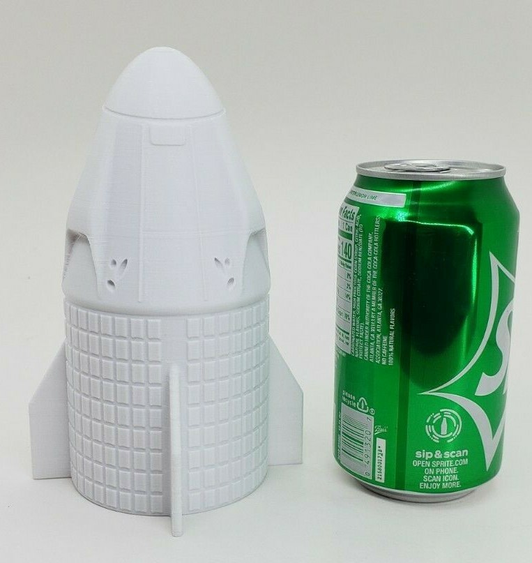 3D Printed 1/48 SpaceX Dragon Prop Display 6.7" White PLA Plastic