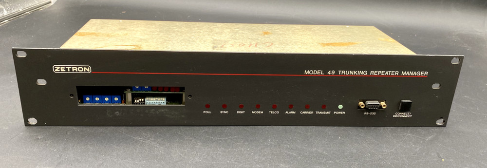 ZETRON MODEL 49 TRUNKING REPEATER MANAGER 1133-101 MISSING FRONT PLATE