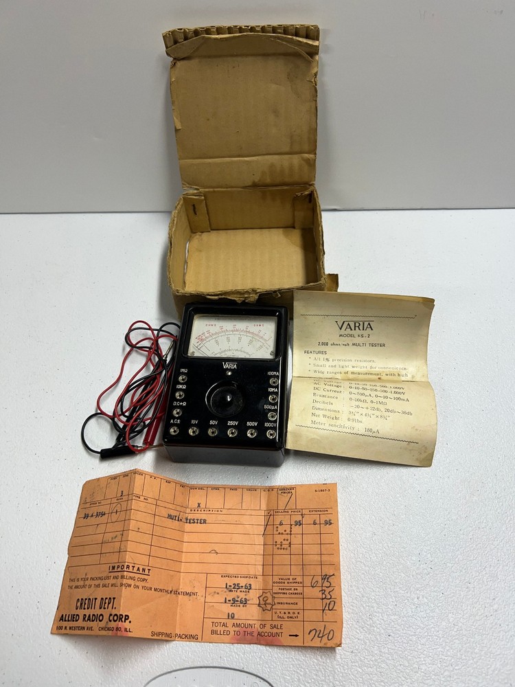 VINTAGE VARIA MULTI TESTER MODEL KS-2, 2000 OHMS/VOLT, UNTESTED