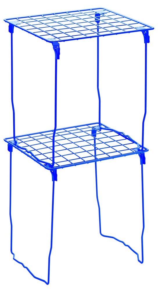 Blue Stackable Locker Shelf Extra Tall 12 Inch Wire Storage Organizer