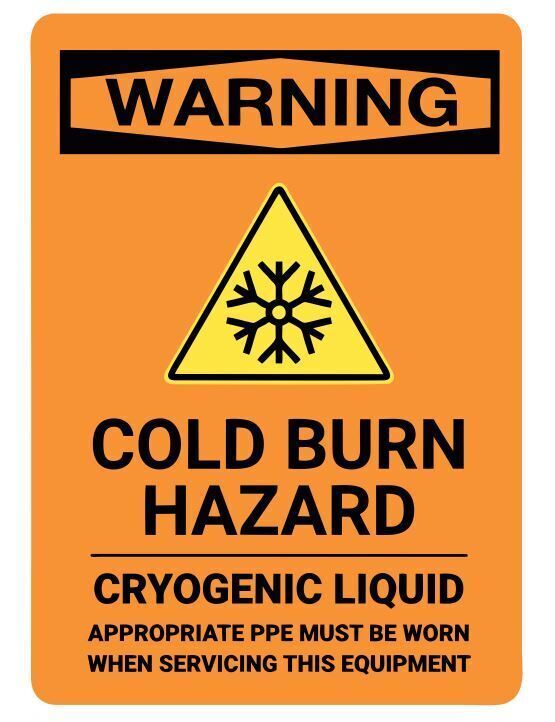Warning Cold Burn Cryogenic Liquid Safety Sign Sticker Decal