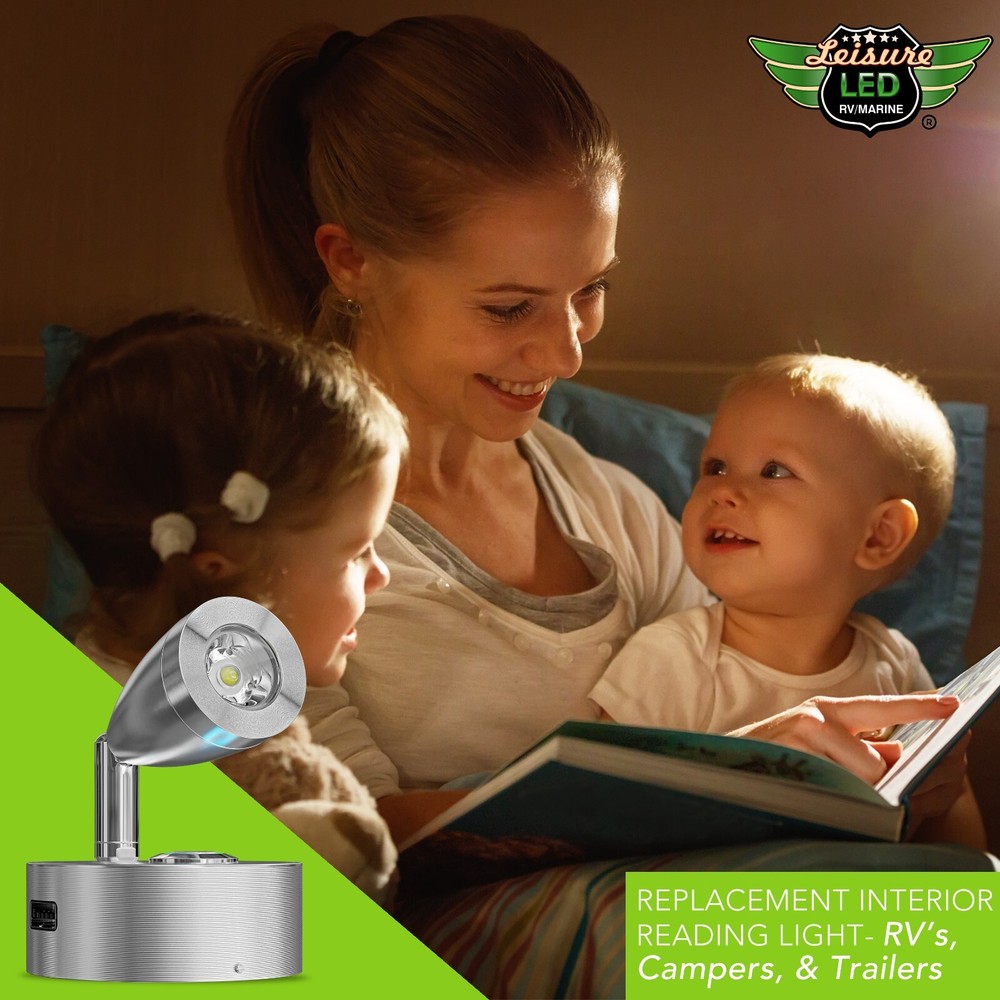 2 PK 4" RV Reading LED Lamp 12V LED Lights Interior Rotatable Wall Reading Light