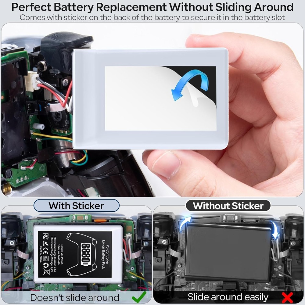 2Pk PS5 Controller Battery 8880mWh High Capacity Controller Battery Replacement