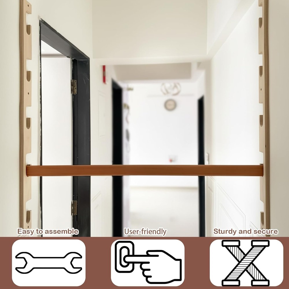 Leinuosen Adjustable Wooden Doorway Pull-Up Bar Set