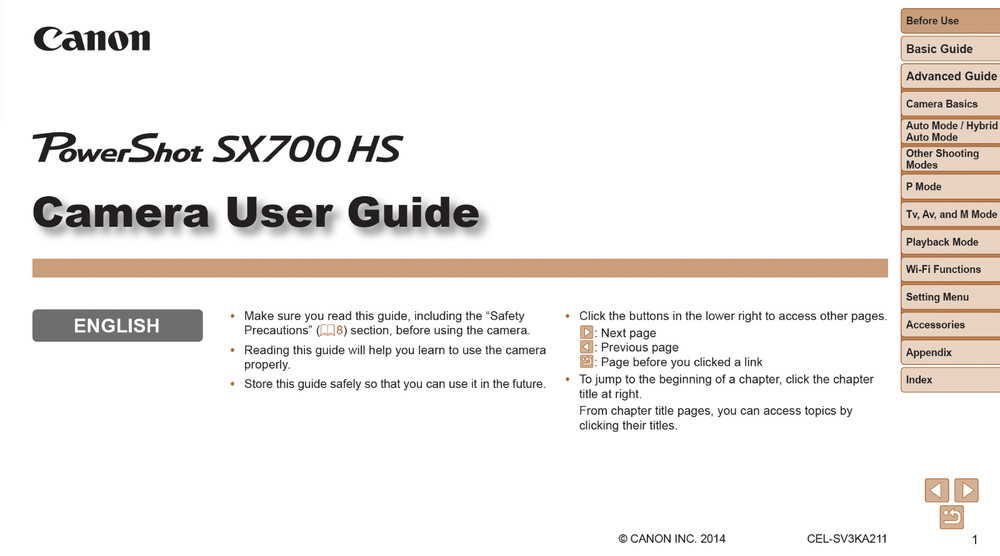 Canon POWERSHOT SX700 HS Digital Camera User Instruction Manual