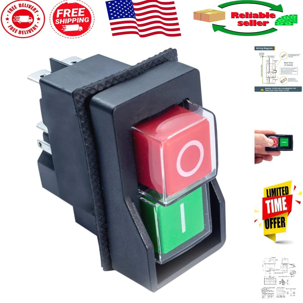Magnetic On/Off Switch for Power Tools - 120V Push Button Safety Solution