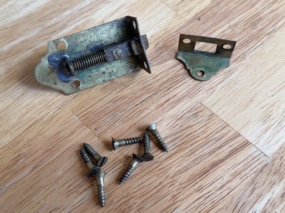 Vtg Cabinet Lock Brass Cupboard Latch #1131