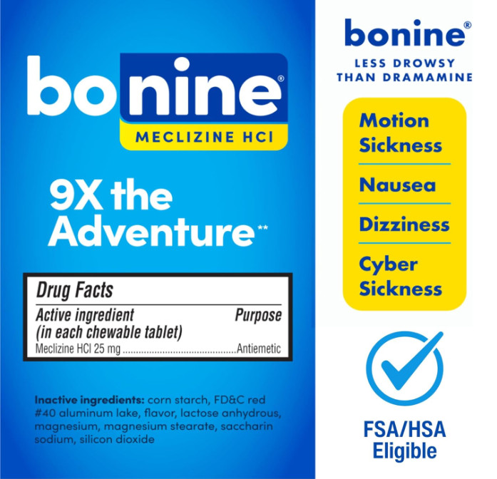 ✨ Bonine Motion Sickness Relief 16ct Raspberry Non-Drowsy Fresh NEW ✨