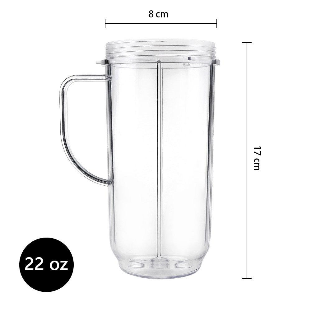 QT Tall 22oz Replacement Cup Mug Handle Compatible With 250w Magic Bullet