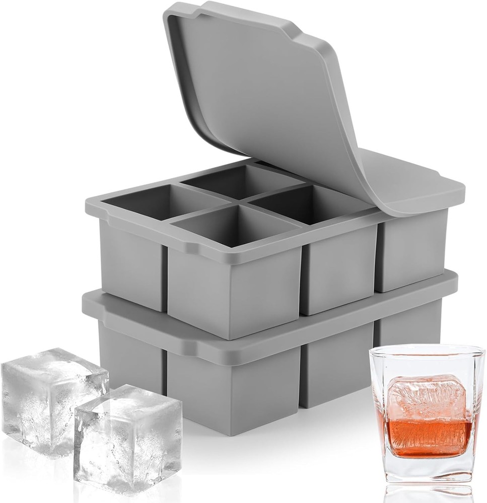 Stackable Ice Cube Trays with Lid - Perfect for Whiskey & Soup Prep - 2 Pack