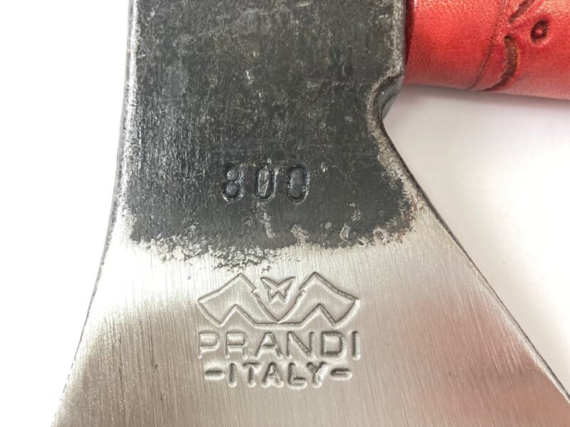 Prandi Hatchet With Red Leather Sheath And Overstrike Guard