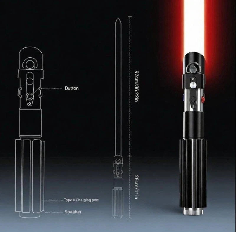 Darth Vader Lightsaber, App Controlled, XenoPixel Smooth Swing, Bluetooth, Metal