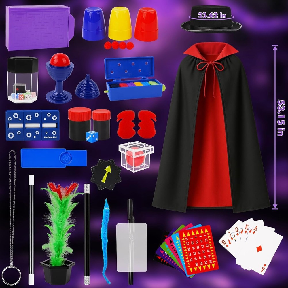 Magic Kit, Magic Tricks Includes Magic Wand and Magician Costume, Exciting St...
