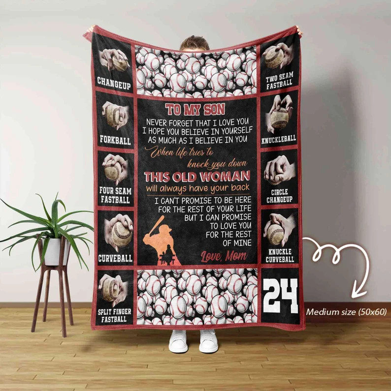 To My Son Blanket Baseball Gift Throw Son Baseball Blanket