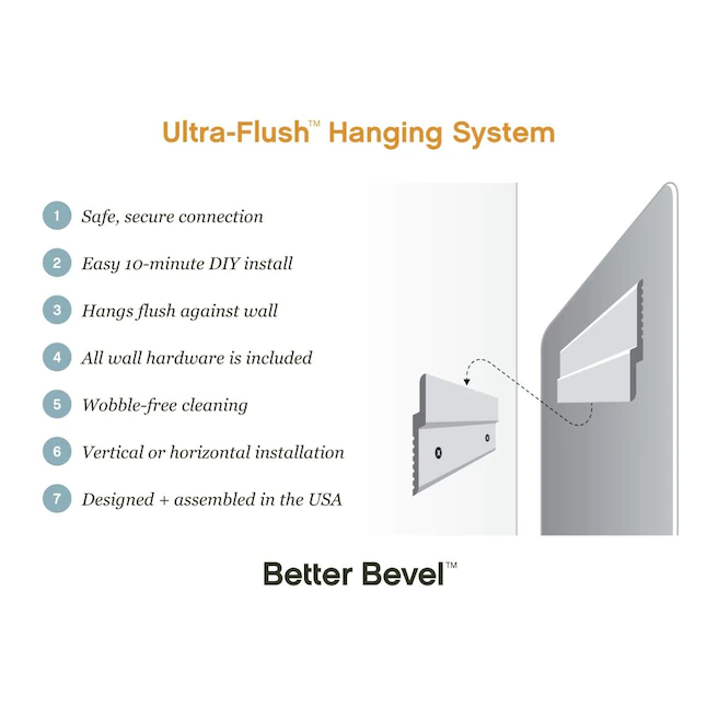 Better Bevel 24-in W x 36-in H Nickel Rectangular Framed Bathroom Vanity Mirror