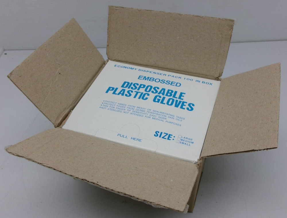 ONE (1) Case (1000 Gloves) EMBOSSED DISPOSABLE PLASTIC GLOVES Size SMALL #206UN