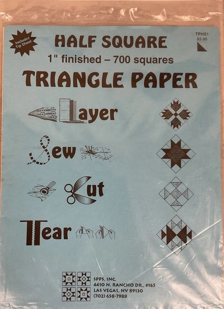 Triangle Paper 7 Quilting HST Sheets 1" Half Square Blocks Precision Piecing