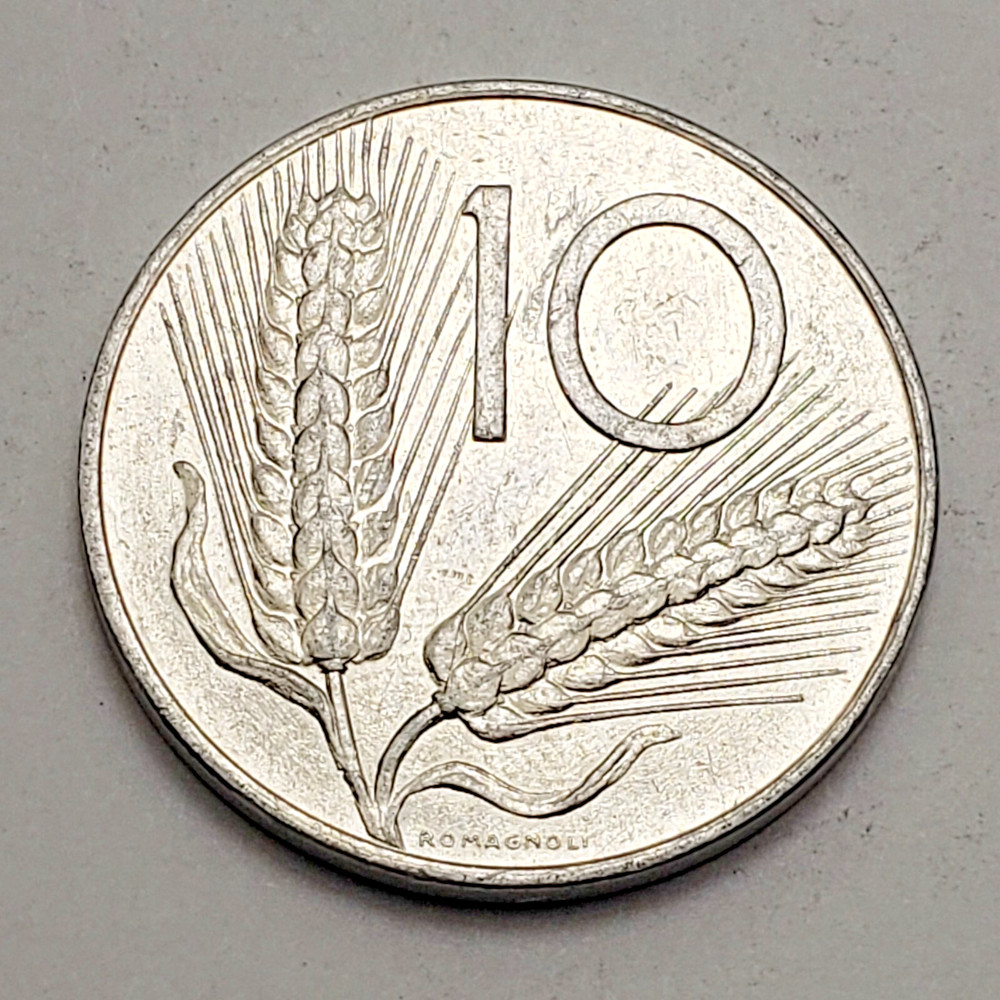 1975 Italy 10 Lire, KM# 93
