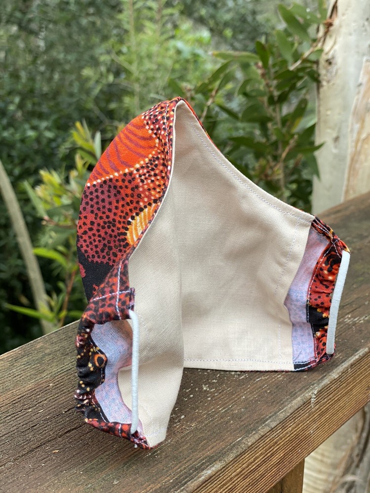 Indigenous Artwork Face Mask With Organic Cotton Filter, Nose Wire