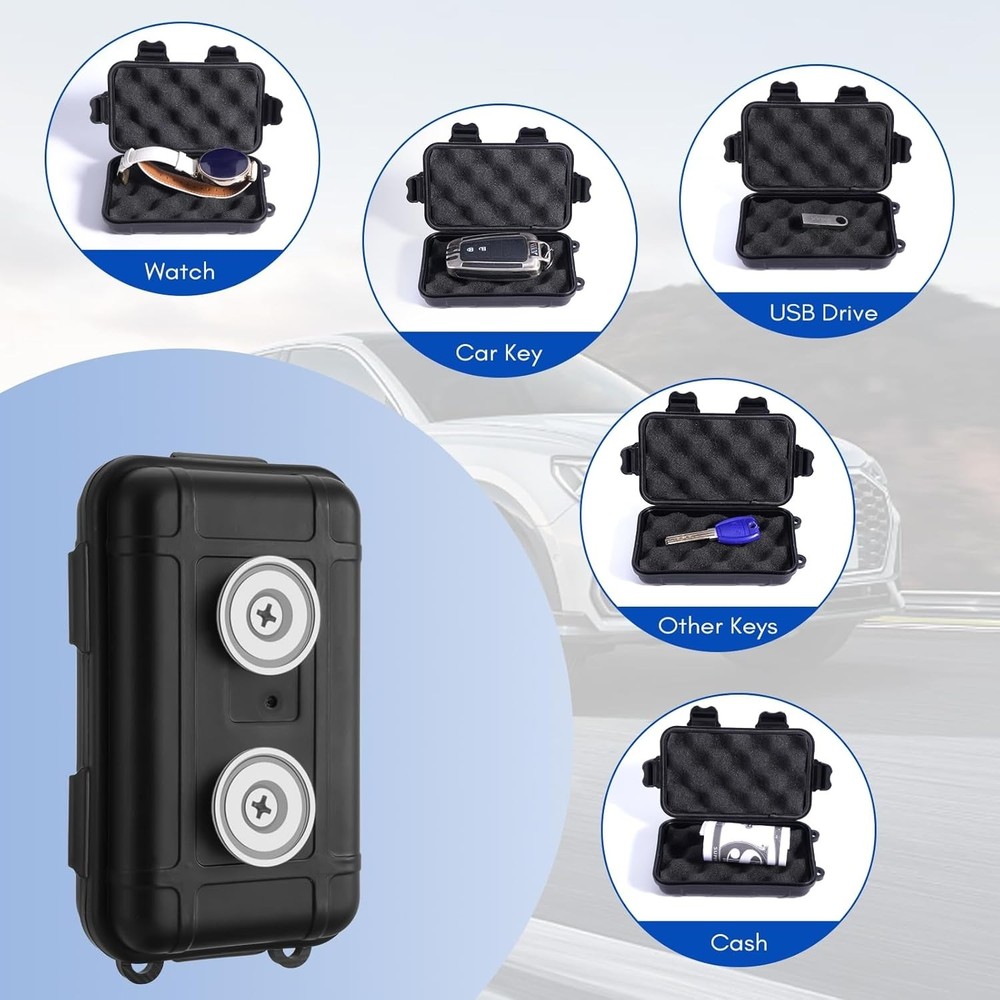 2 Pack Magnetic Key Holder Box - Waterproof & Dustproof Hide a Black