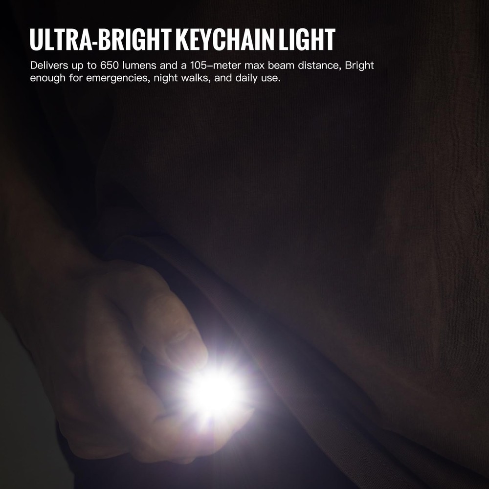 ThruNite Ti Keychain Flashlight, Customized Edition with 704 Black Cool White
