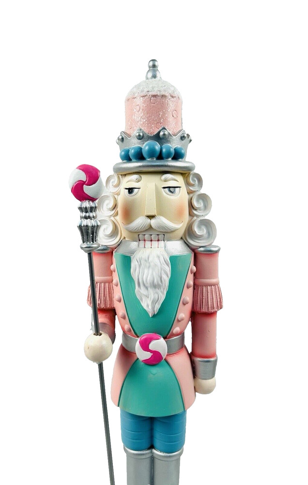 Christmas Pastel Pink & Green Candy Nutcracker 18" Peppermint Square NEW