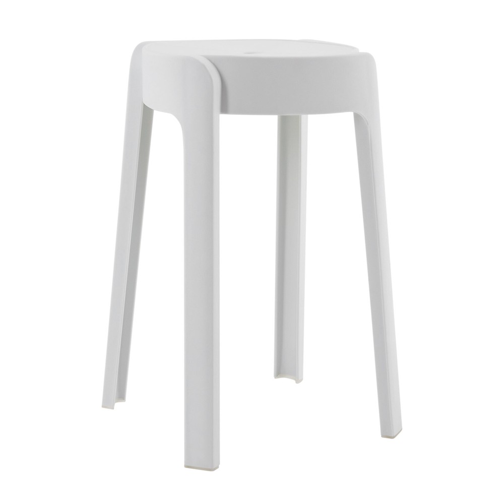 Plastic Stools 18'' Counter Height Kitchen Bar Chairs Set of 5 Stackable White
