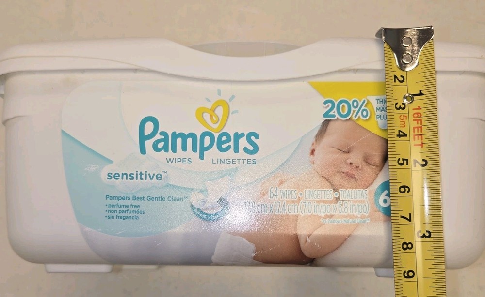 Pampers Sensitive EMPTY Plastic Baby Wipes Container Box Capacity 64 Wipes