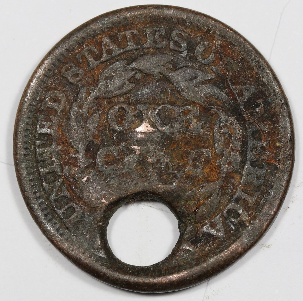 1847 Large Cent. Holed. 212600