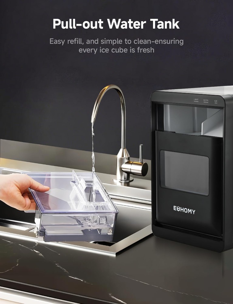 Nugget Ice Maker Countertop, 40Lbs/24H Pebble Ice Maker Machine, Self-Cleanin...