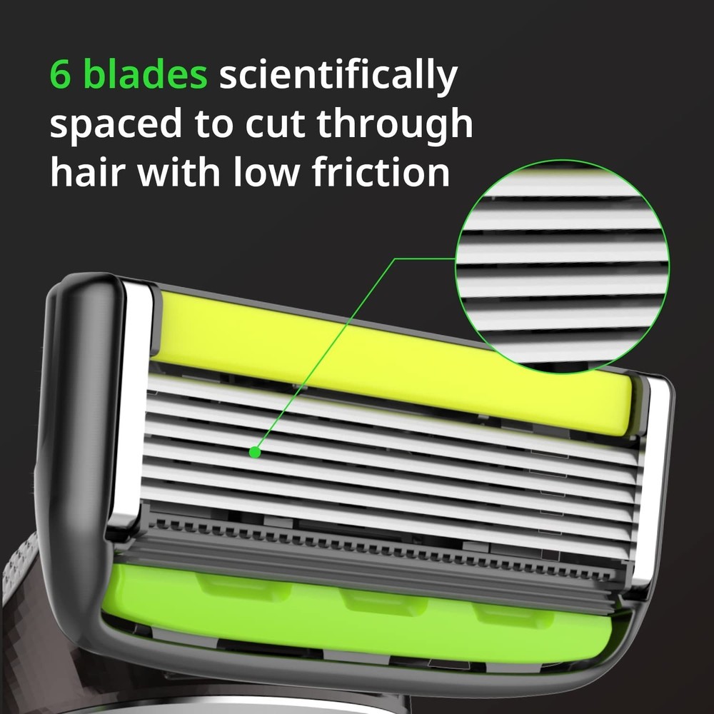 Dorco Pace 6 Pro - Six Blade Razor System with Trimmer 12Pack Refill (No Handle)