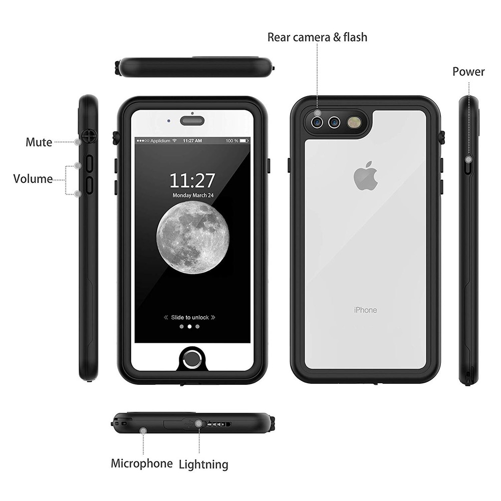 For iPhone 7 8 Plus Waterproof Dirtproof Shockproof Case Cover Screen Protector