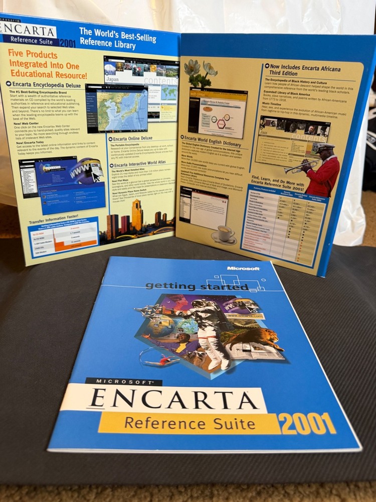Microsoft Encarta Reference Suite 2001 - For PC - 7 CD-ROM - Looks Great