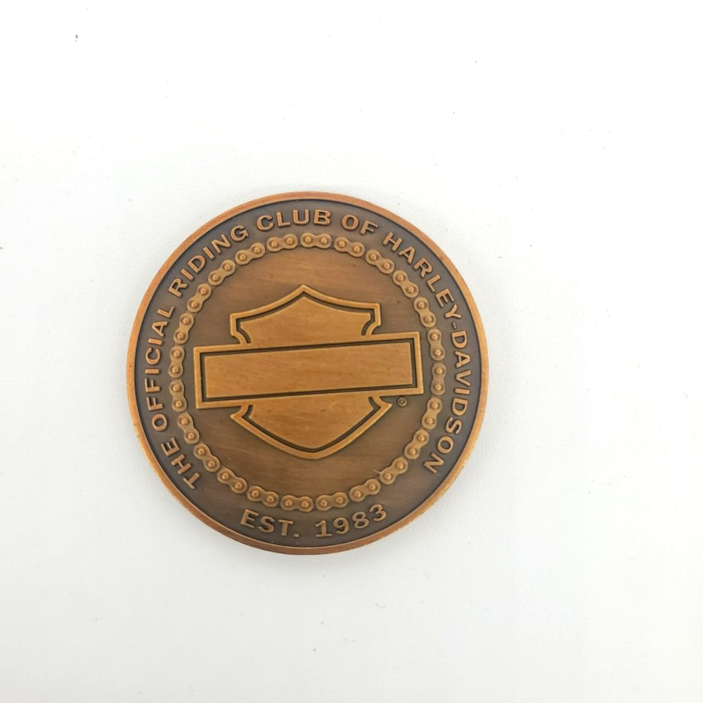 Harley Davidson HOG Patch Bell Pin Challenge Coin Tin Harley Owners Group