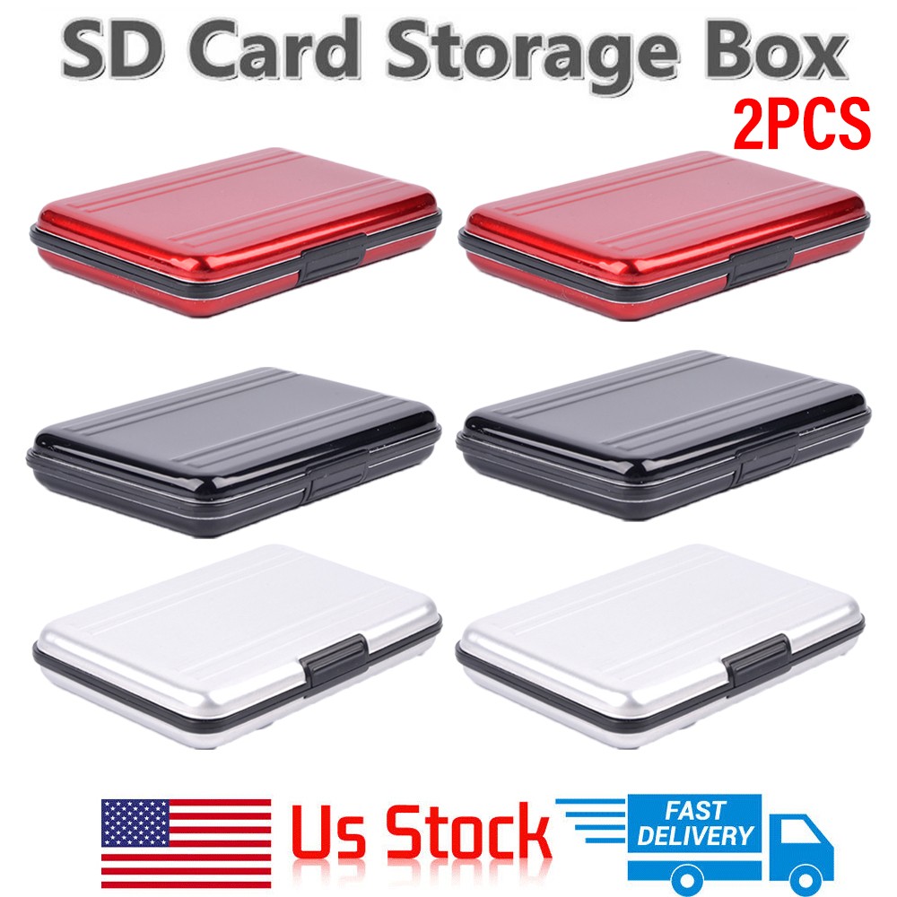 SDXC Storage Aluminum Case Micro SD Cards Holder Case Memory Card Protector 2PC