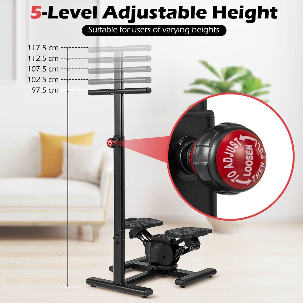 Steppers for Exercise w/Height-Adjustable Handlebar & Non-slip Pedals
