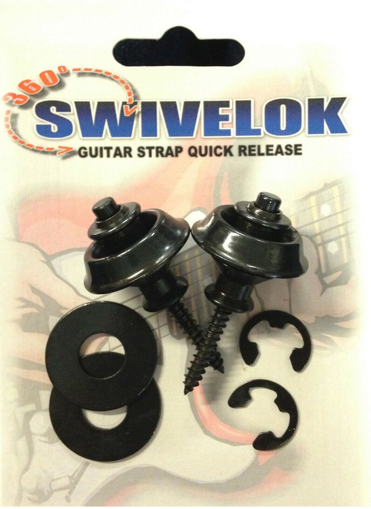 Guitar Strap Locks -- Black Finish