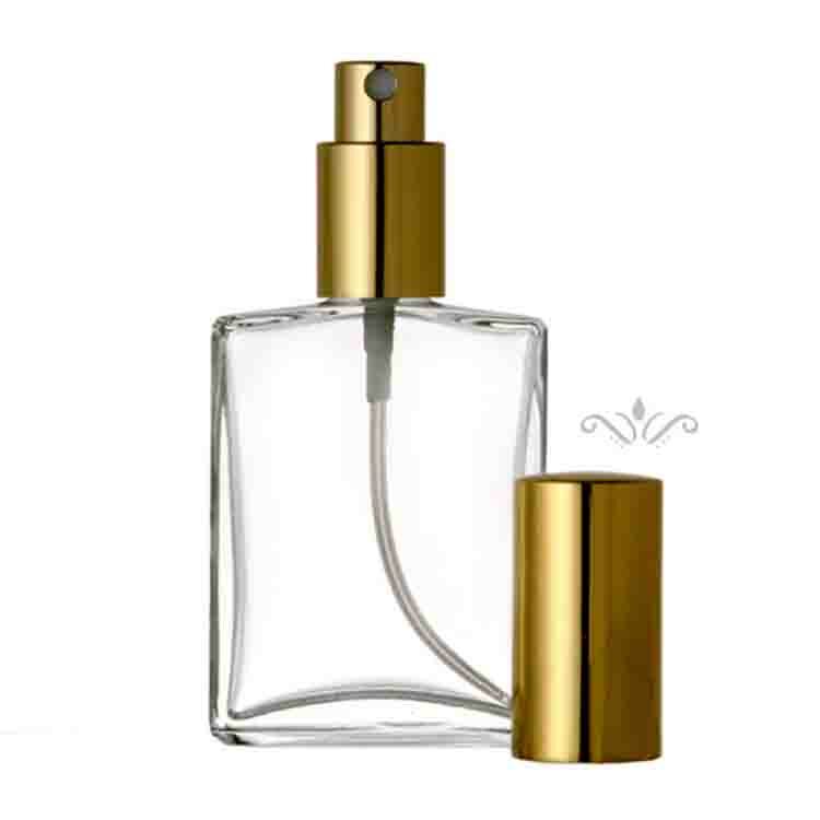 Luxury Perfume Bottles, Refillable Spray Atomizers 1, 2 and 4 oz. - Flat Shape