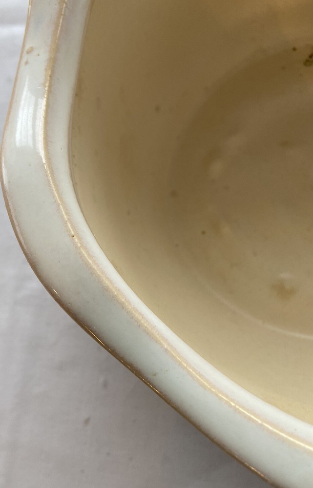 Rolling Edge Stoneware Planter Dish Bowl Brown MCM 7.5”