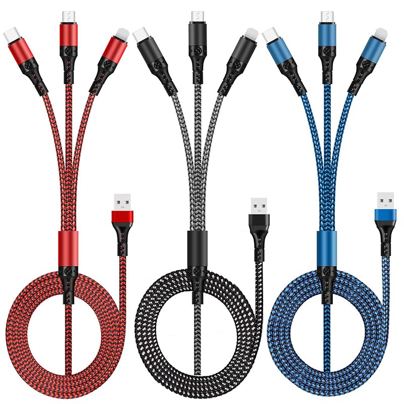 3 in 1 Fast USB Charging Cable Universal Multi Function Cell Phone Charger Cord