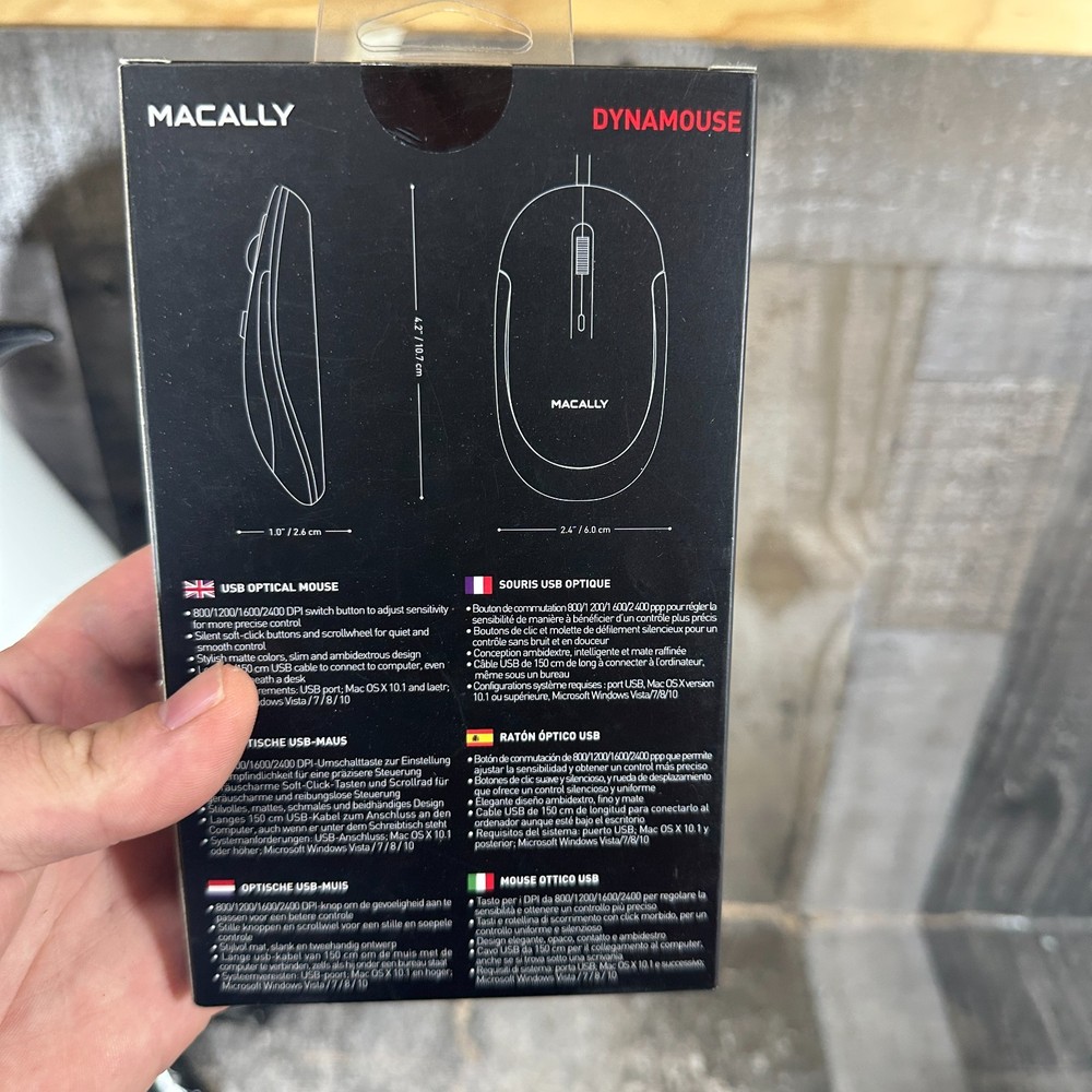 Macally 3 Button Optical USB Wired Mouse for Mac and PC Sealed