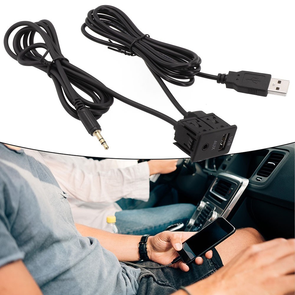 Flush Mount Connector Car AUX USB Adapter 12V Voltage Compatibility For Car