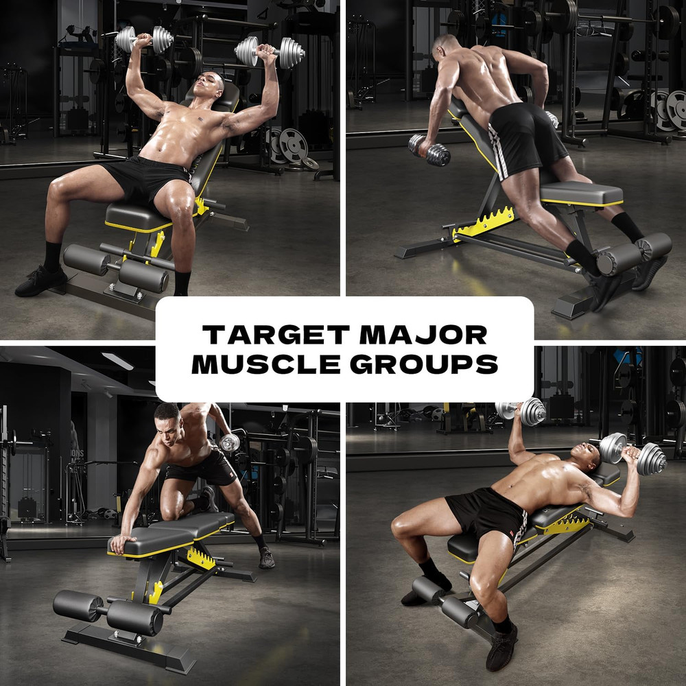 Heavy Duty Bench Adjustable Workout Bench Press Set for Home Gym Strength Traini