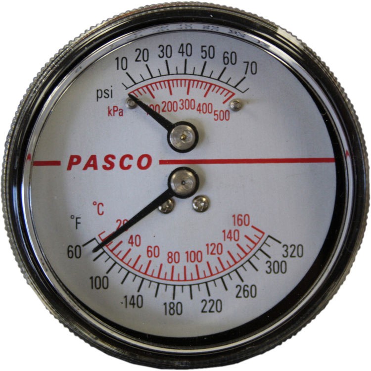 Pasco 1435 2-1/2 Temp and Pressure Boiler Gauge