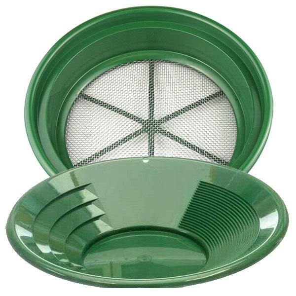 1/20" Mesh Large Gold Classifier Screen & 14" Green Gold Pan.