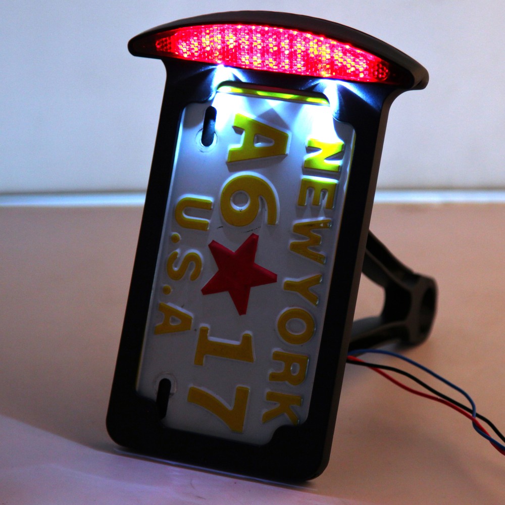 LED Vertical Axle Custom Relocation Side Mount License Plate Bracket Tail Light