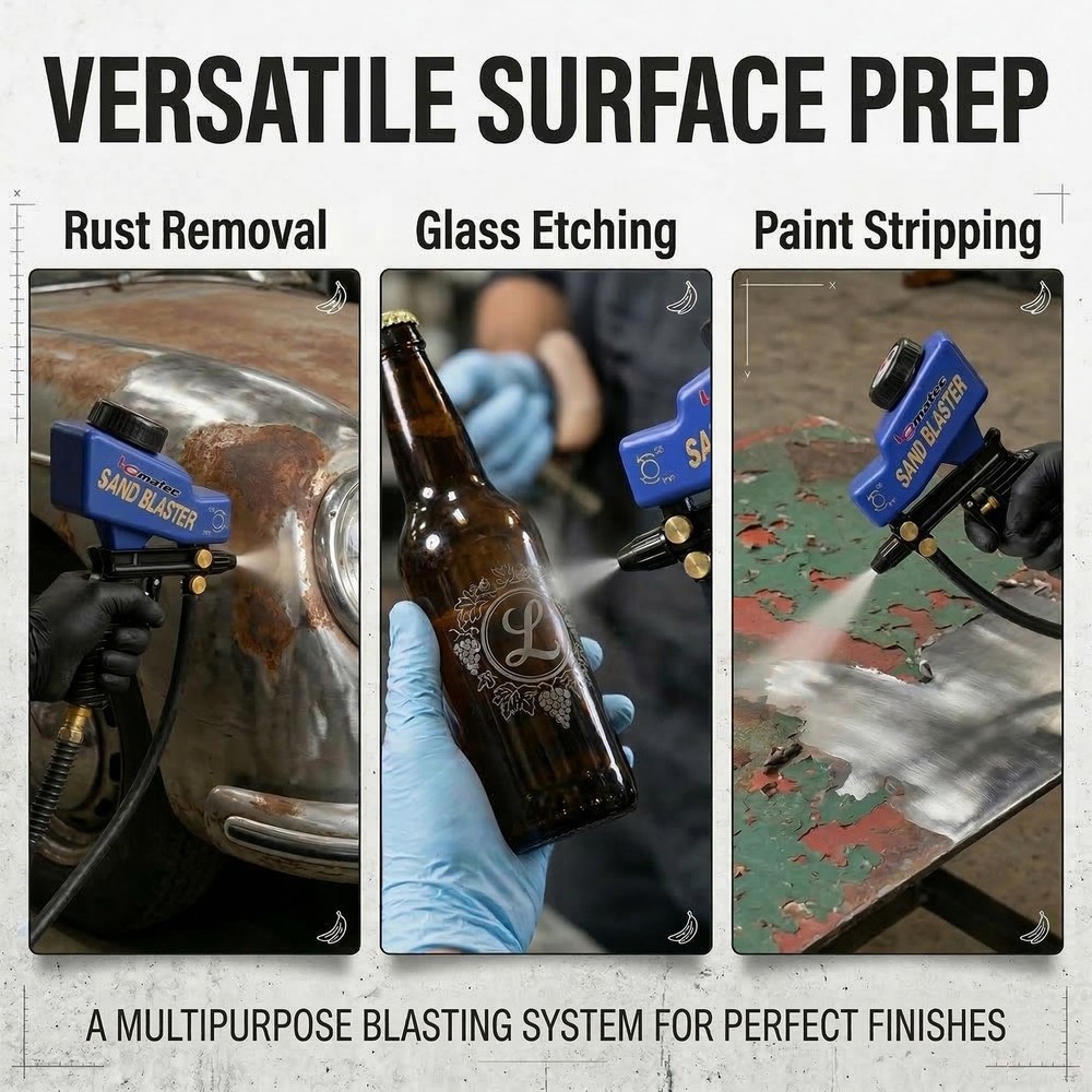 Sand Blaster Kit – Portable Sandblaster for Compressor – Rust Removal & Glass...
