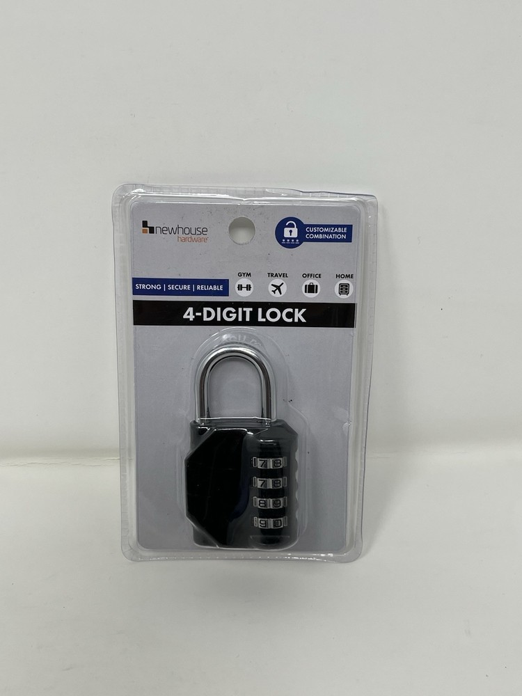Newhouse Hardware Improved 4-Digit Combination Lock, Black