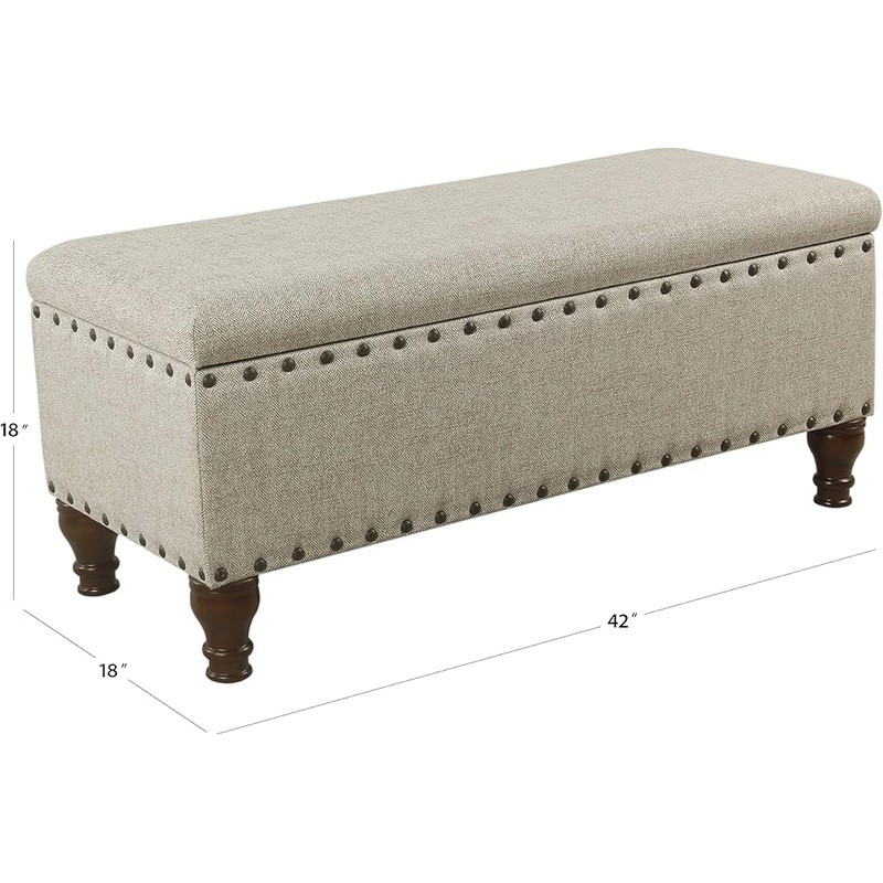Storage Ottoman Bench Upholstered Rectangular Coffee Table Living Room New